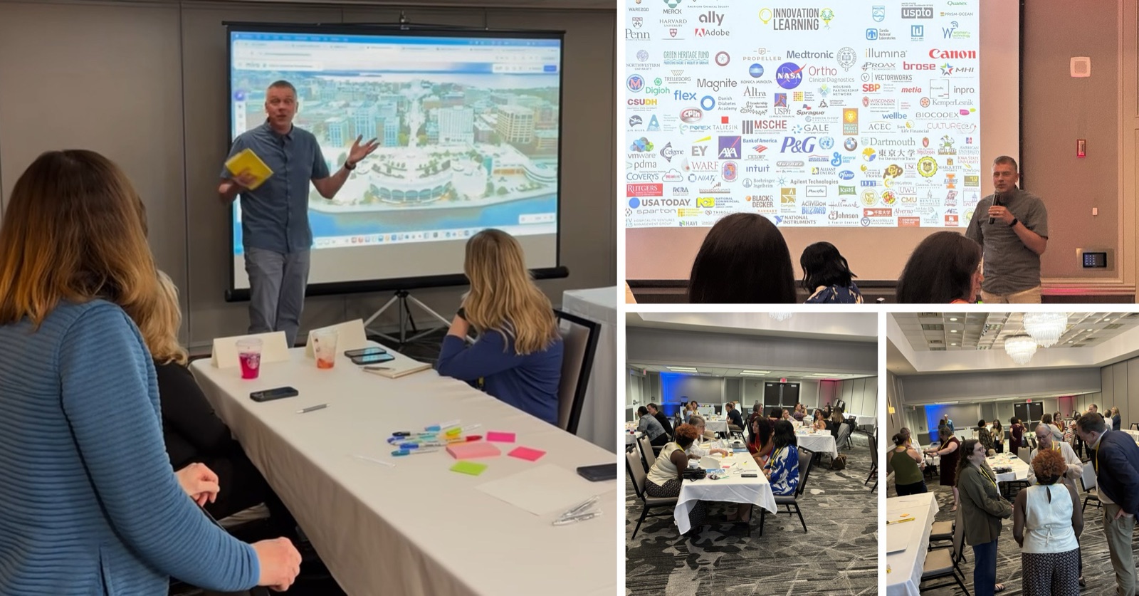 Interactive keynote speaker Darin Eich engaging audiences, with attendees working together at their tables during the session