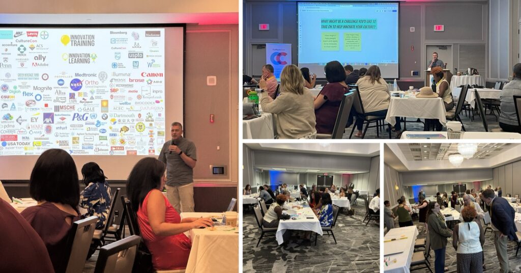 Darin Eich presenting an interactive keynote in Madison, Wisconsin, to a full room of conference attendees working together at their tables